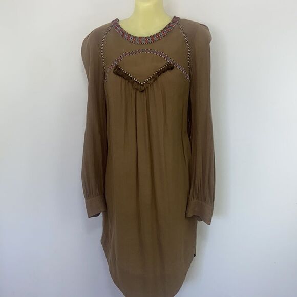 Isabel Marant Etoile Dress Tunic Taupe Fringed Bodice Sz Sm Nwot~SM 4… - Picture 4 of 7